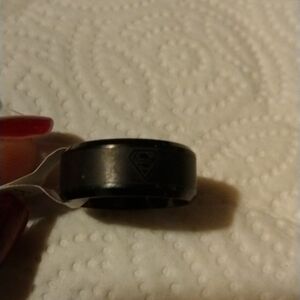 Black Superman steel wedding band ring size 7 nwt (sku 126)